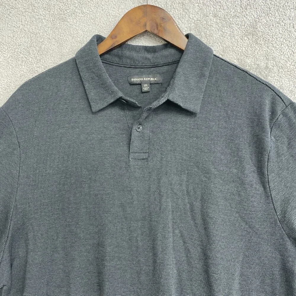 NWOT Banana Republic Men's XXL Polo Shirt Striped Short Sleeve Cotton Stretch